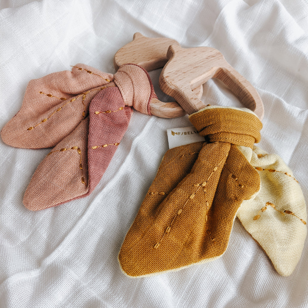 Natural Wooden and Organic Cotton Teether
