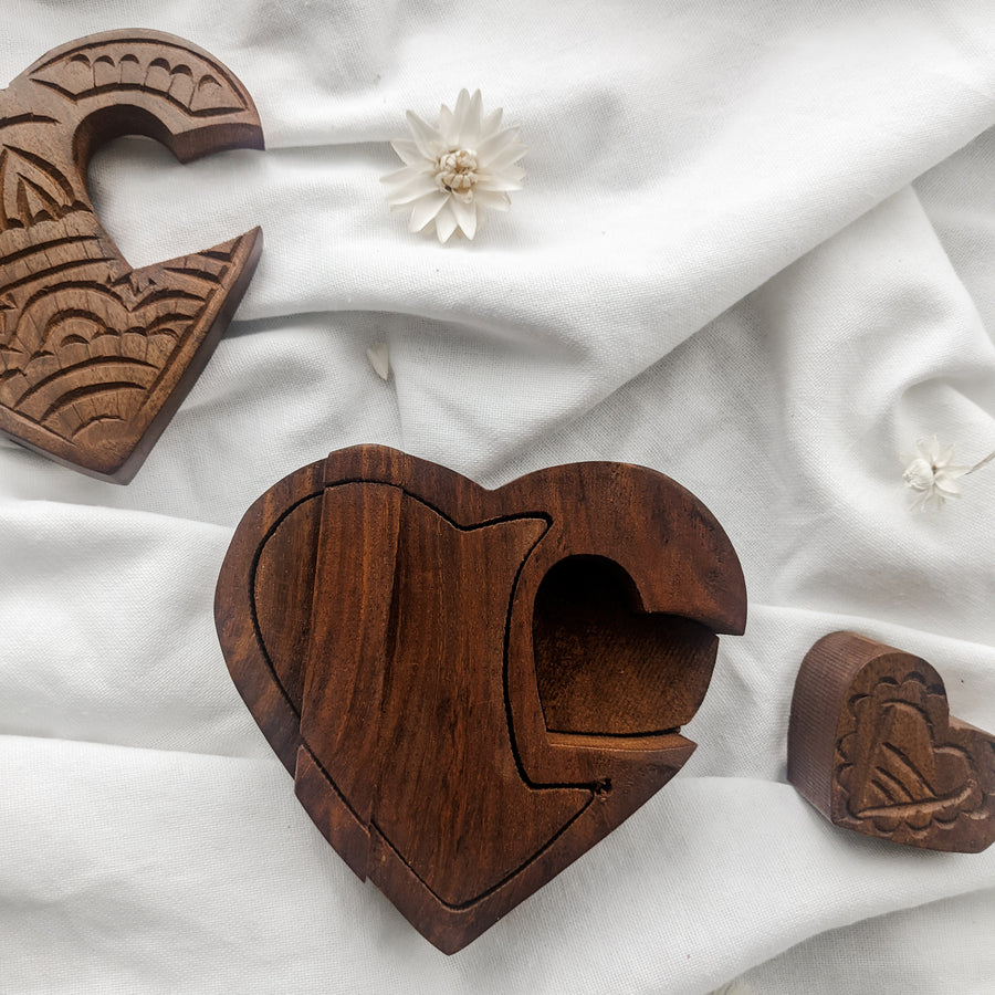 Wooden Puzzle Keepsake Box | Heart