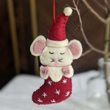 Christmas Decor - Sleepy Mice Felt Decorations