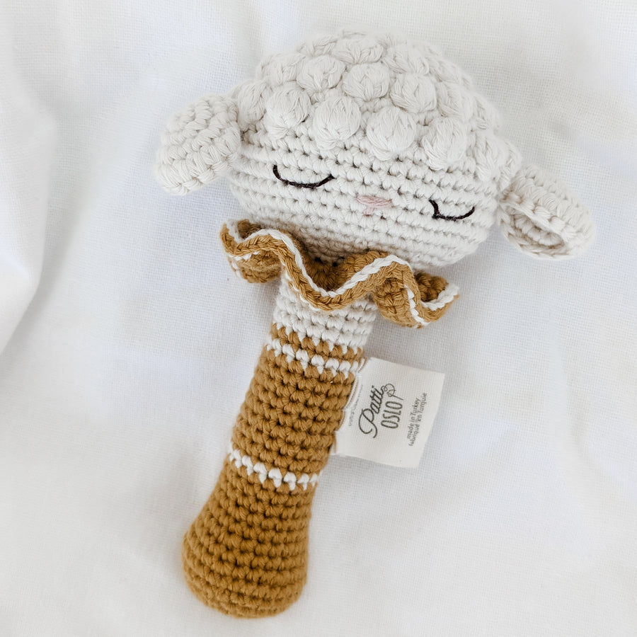 Patti Oslo Organic Cotton Rattle with Bell | Lamb
