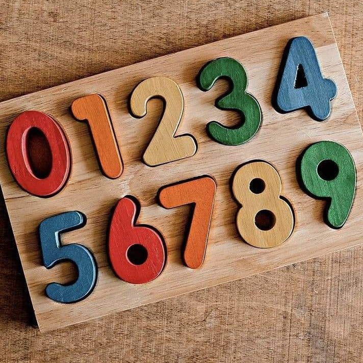 Qtoys | Wooden Number Puzzle | Coloured