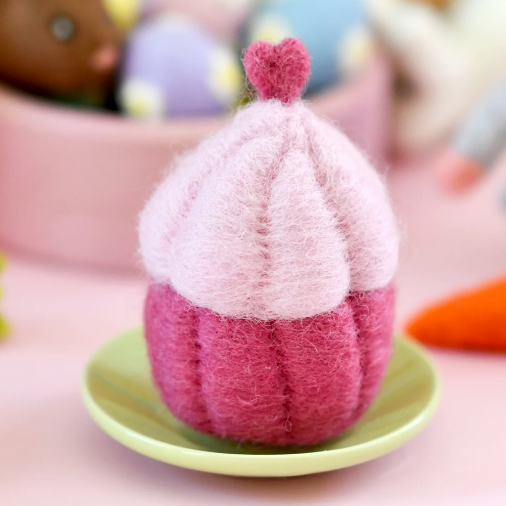 Tara Treasures | Felt Food - Strawberry Heart Cupcake