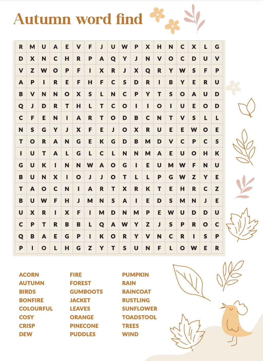 Free Activity Download | Autumn Word Find