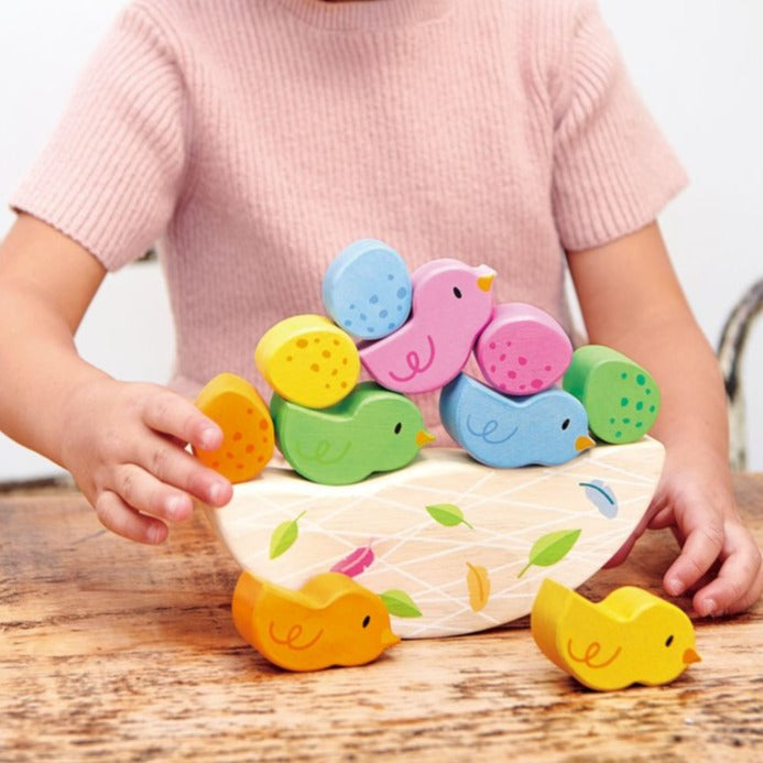 Educational wooden kids toys - Baby Bird Balancing Game