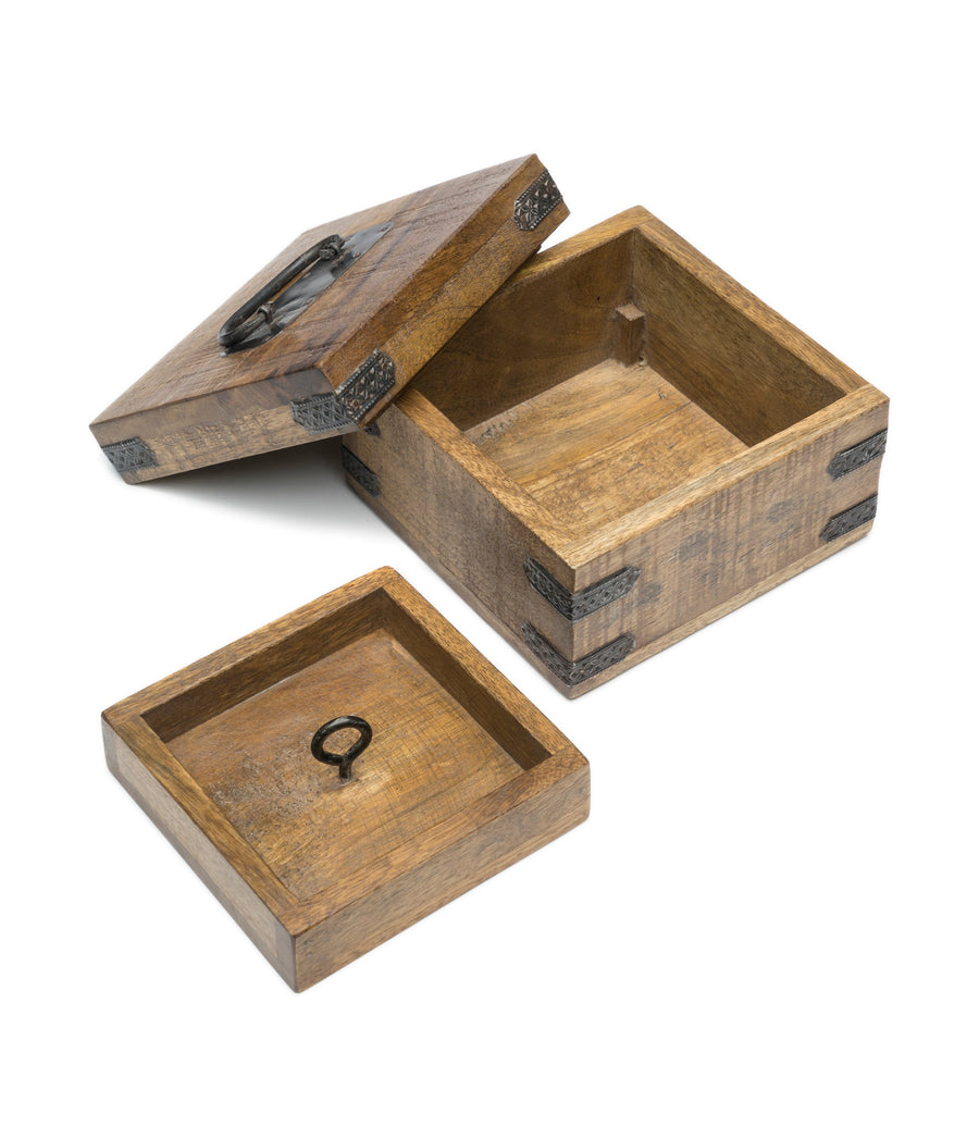 Wooden Keepsake Treasure Box - Rustic Design