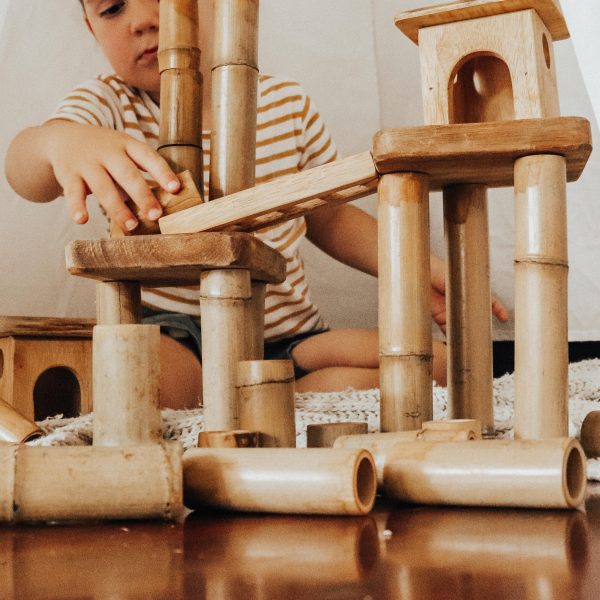 Bamboo building blocks toy for kids 