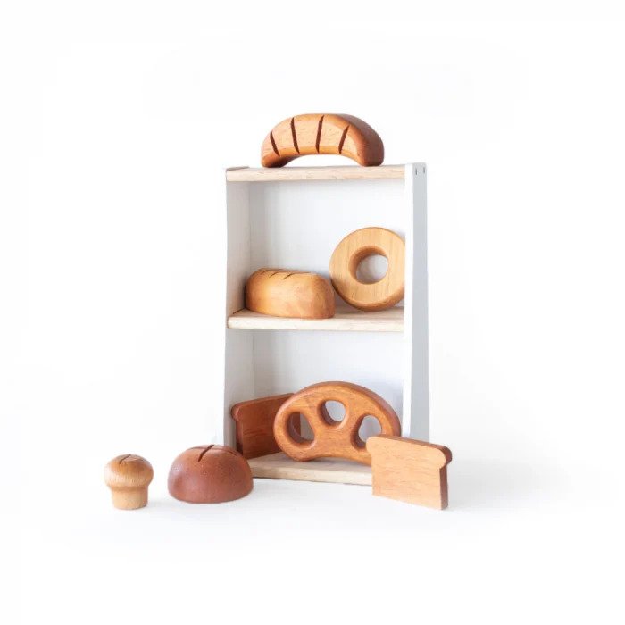 This eco-friendly wooden bakery set is a lovely addition to a play kitchen and will encourage hours of imaginative role play.