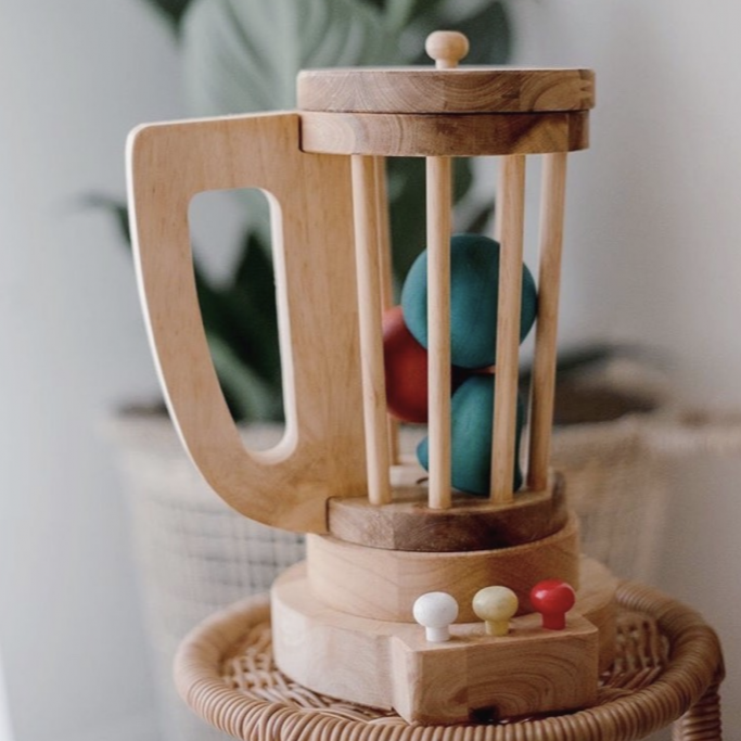 This beautifully made wooden blender is the perfect addition to any play kitchen. Ethically made.