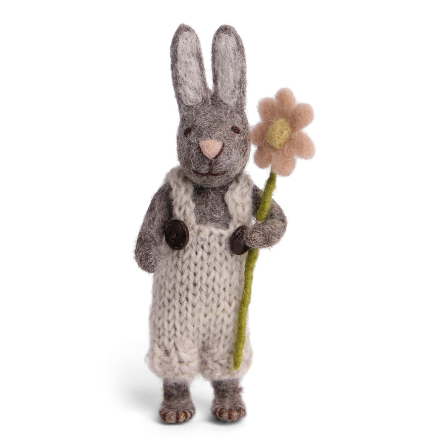 Felt Toys - Grey Bunny with Flower