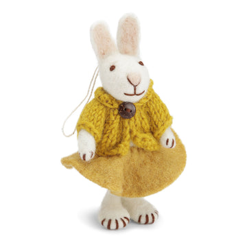 gry & sif white bunny with mustard skirt