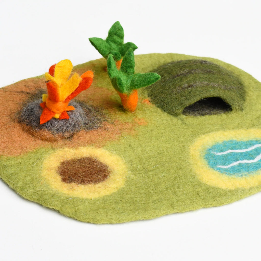 Tara Treasures | Felt Mat - Dinosaur Prehistoric Playscape (Small)