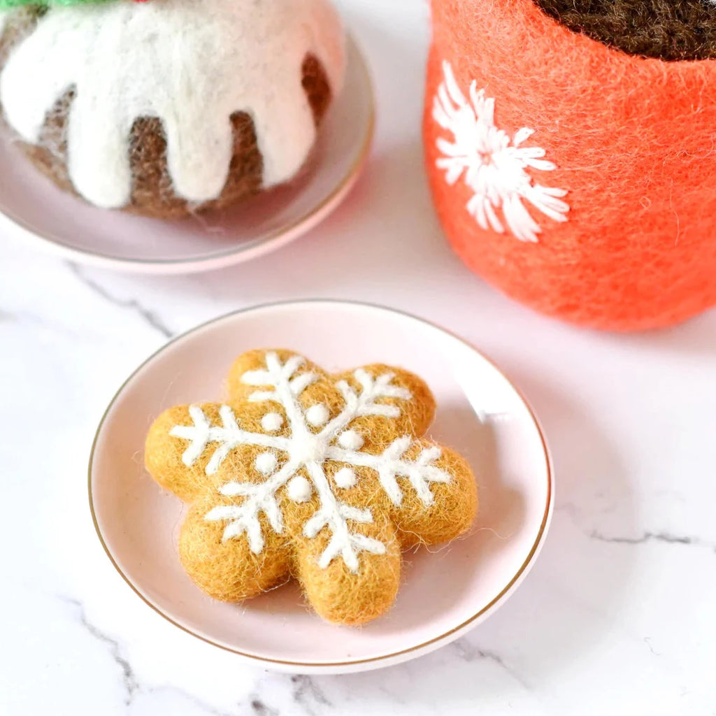 Tara Treasures | Felt Food - Gingerbread Snowflake Cookie