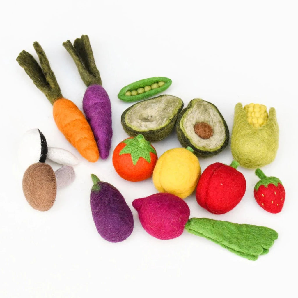Tara Treasures | Felt Food - Fruit and Vegetable Set A (14 pc)