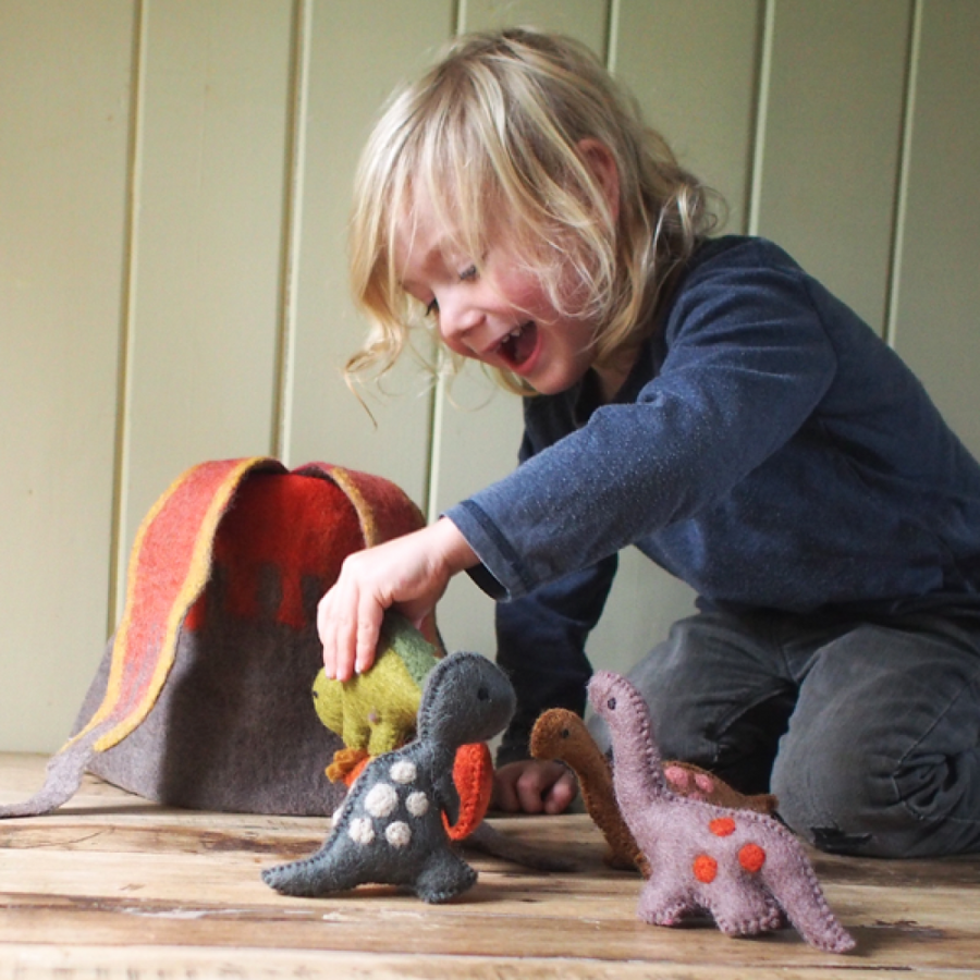 Ethical, fairtrade, felt dinosaur toys. 