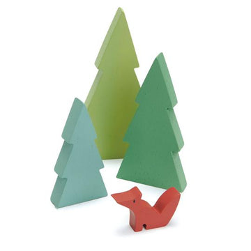 Wooden Tree Set with Fox