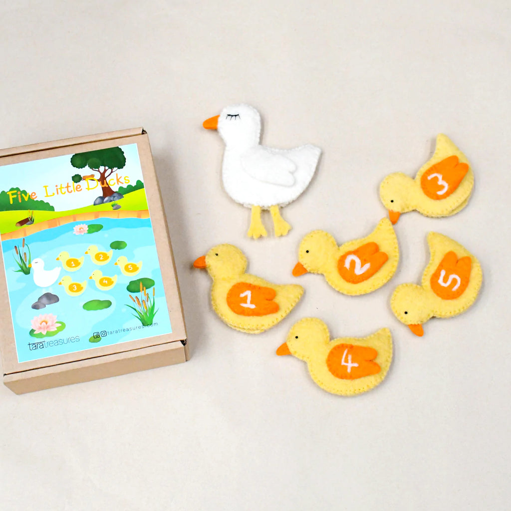 Finger Puppet to set – 5 little ducks. Ethical and fair trade toys. 