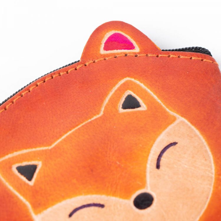 Children’s coin purse with a fox design. Handcrafted from ethically sourced leather.