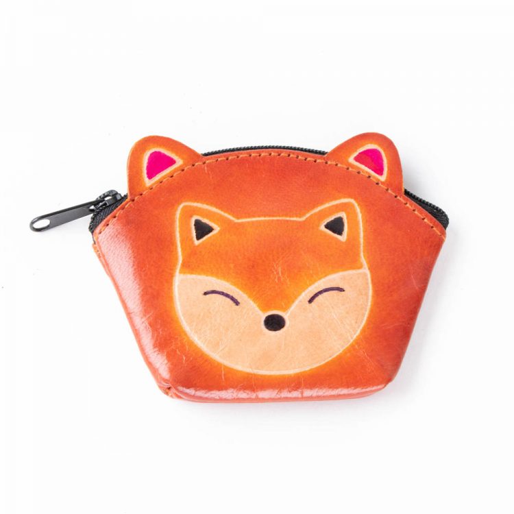 Children’s coin purse with a fox design. Handcrafted from ethically sourced leather.