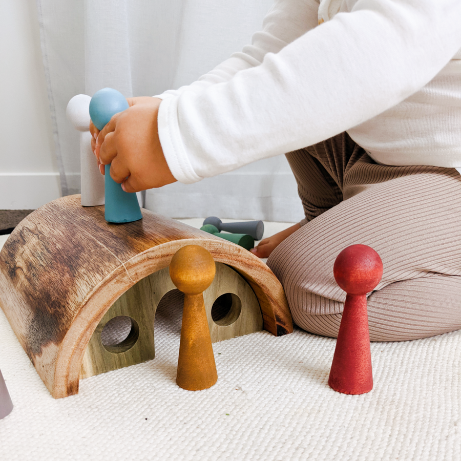 Wooden toys – hand coloured peg dolls for open ended play