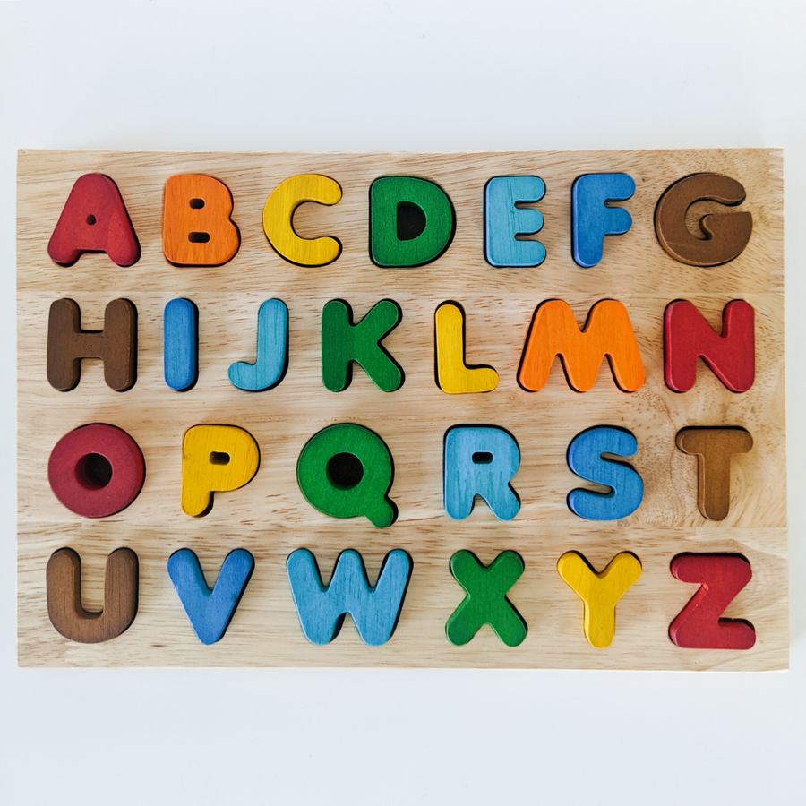 Qtoys | Wooden Alphabet Puzzle - Coloured Capital Letter