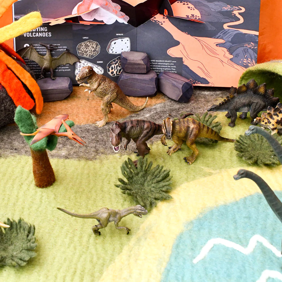 Felt Mat | Dinosaur and Volcanic Playscape (Large)