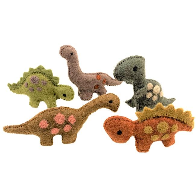 Ethical, fairtrade, felt dinosaur toys. 