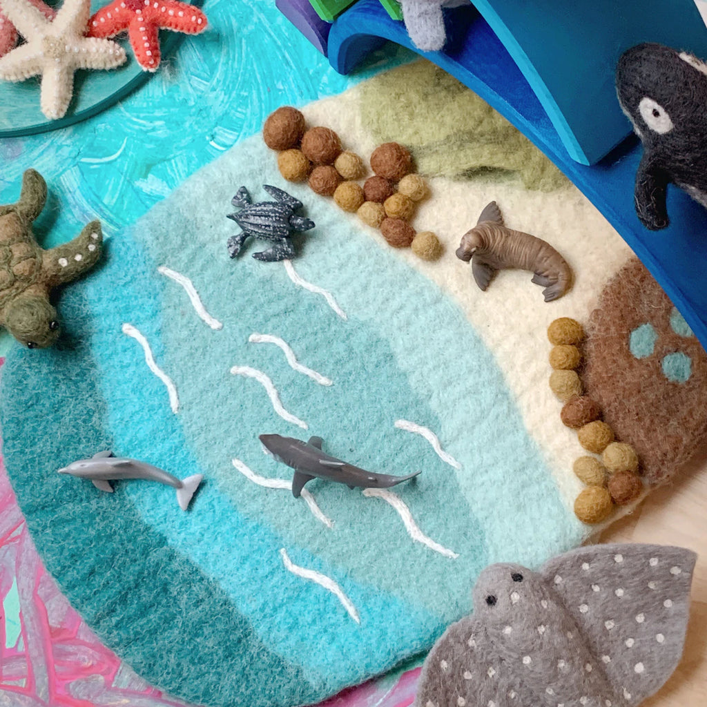 Tara Treasures | Felt Mat - Sea and Rockpool Playscape (Small)
