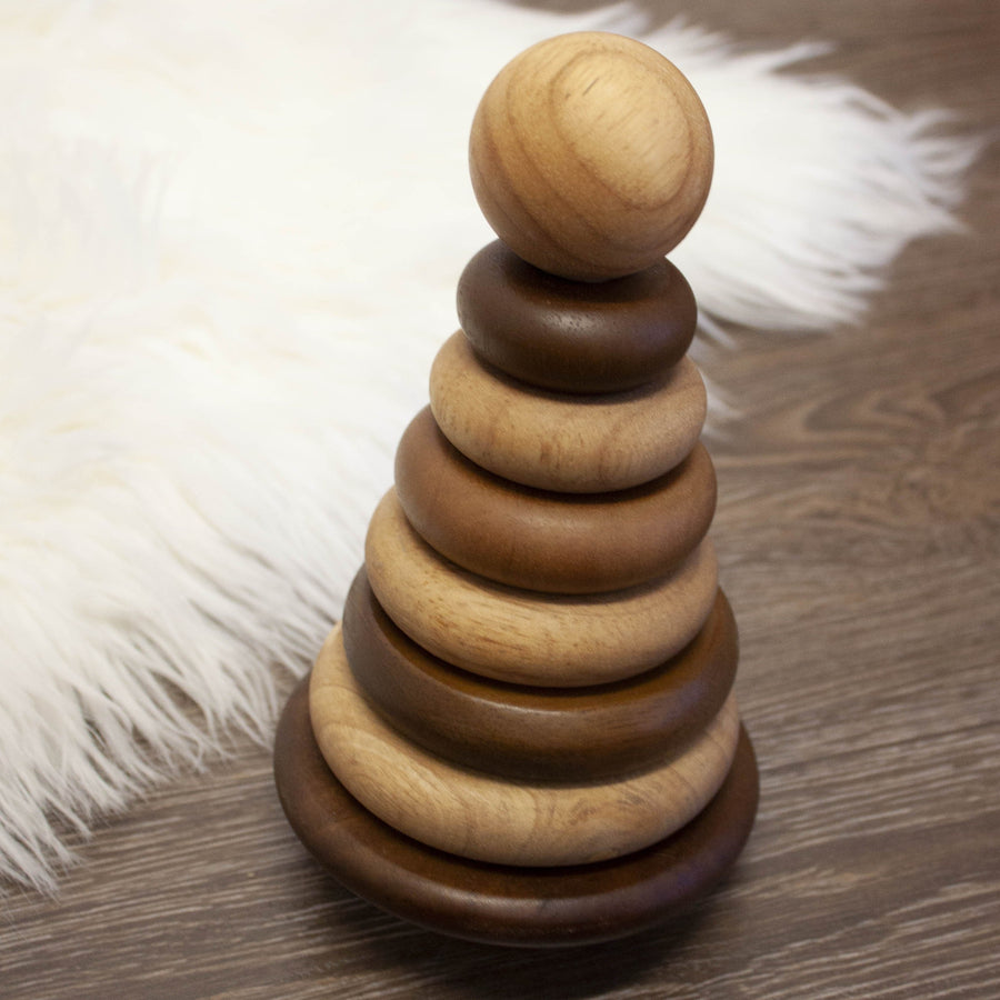 Qtoys | Wooden Stacking Rings | Natural