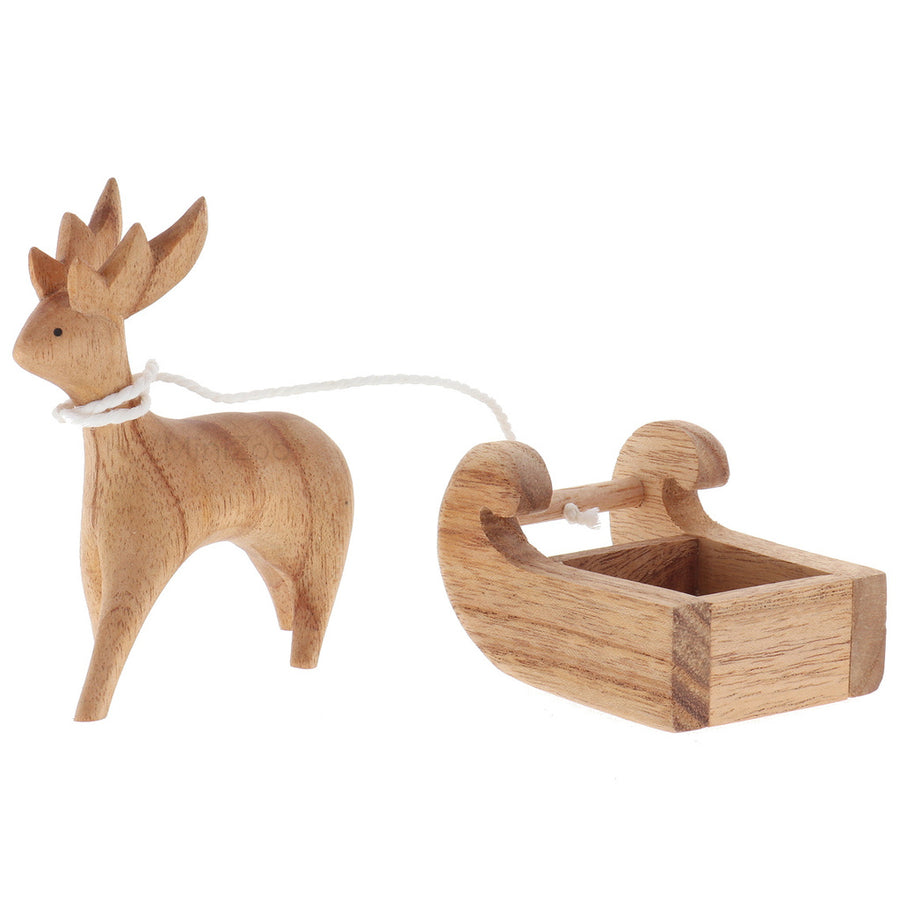 Wooden Reindeer and Sleigh