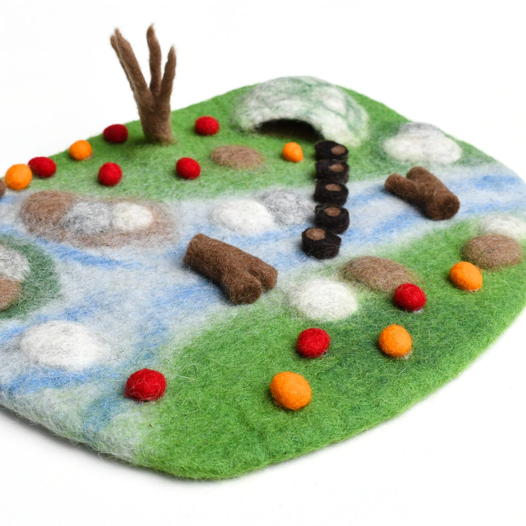 Tara Treasures | Felt Mat - Woodland River Playscape (Small)
