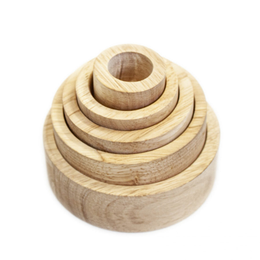 Qtoys | Wooden Stacking Nesting Bowls - Natural