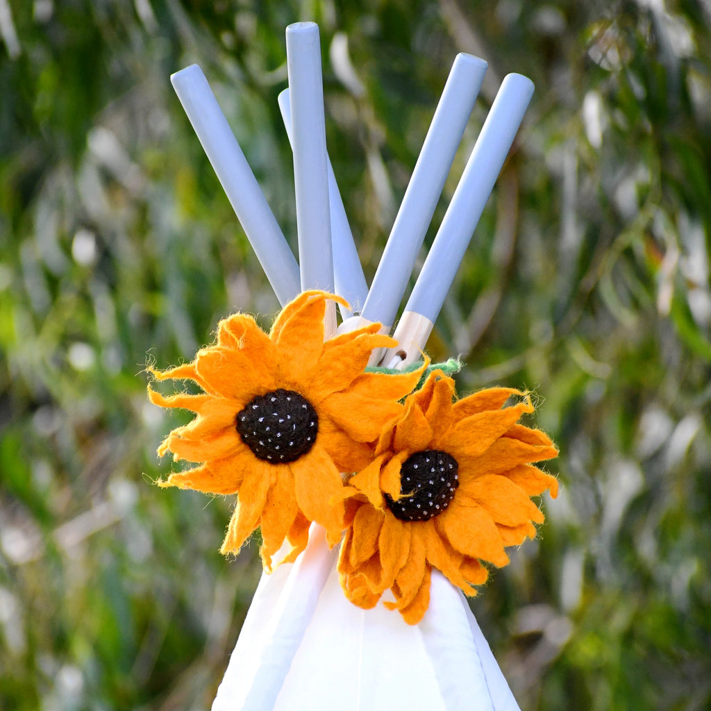 Felt sunflower garland. Eco friendly and fairtrade children’s bedroom décor.  