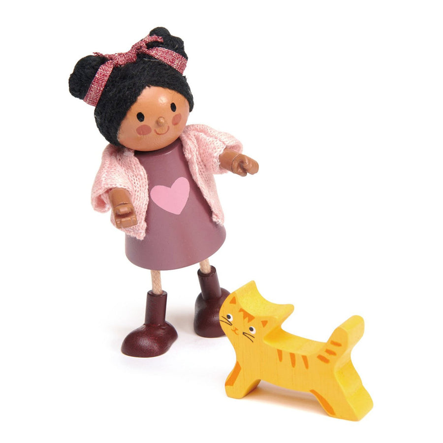 Wooden Doll - Ayana and her Cat