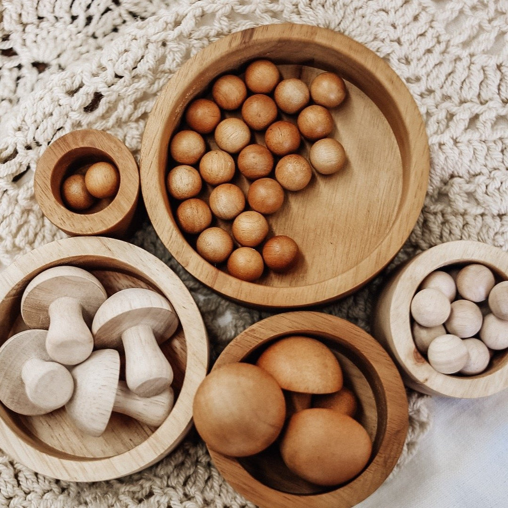 Qtoys | Wooden Stacking Nesting Bowls - Contrasting